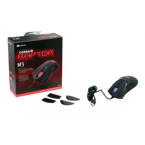 Corsair Raptor M3 Black 6 Buttons 1 x Wheel USB Wired Optical 1600 dpi Gaming Mouse